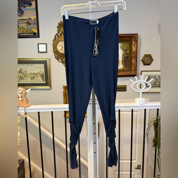 Sympli Signature Leggings Navy Size 2 Ruched Ankle - Picture 2 of 9